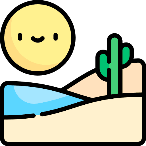Oasis sun landscape island icon
