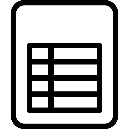 Tablet spreadsheet table of content professions and jobs icon