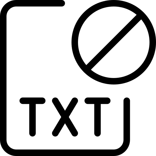 Banned digital file format txt icon