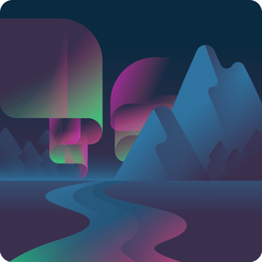 Aurora borealis holidays landscape trees icon