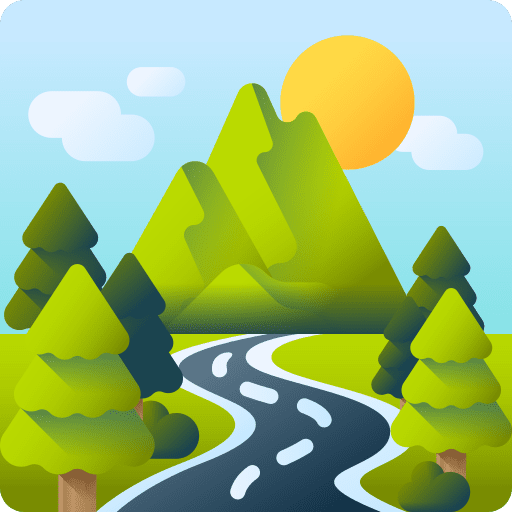 Forest mountain woods nature icon