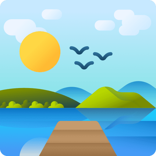 Lake bird nature sun icon