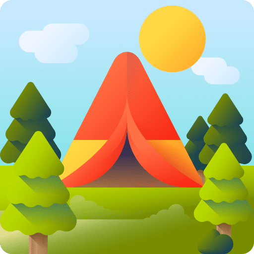 Camping travel hobbies and free time forest icon
