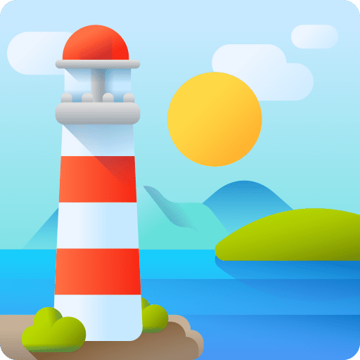 Lighthouse architecture and city lighthouse buildings icon