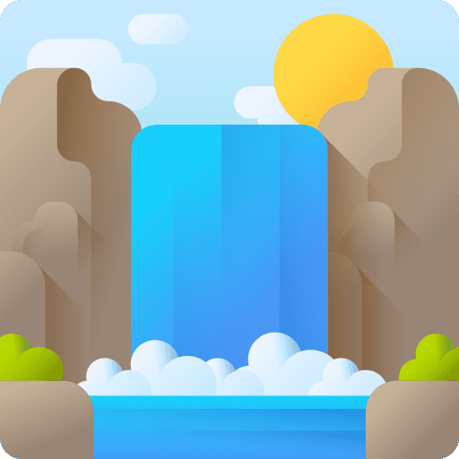 Waterfall nature water city icon