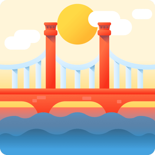 Bridge architecture and city bridge river icon