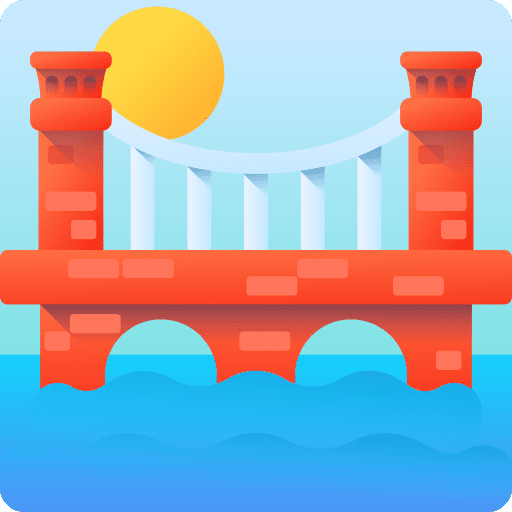 Bridge architecture and city building structure icon