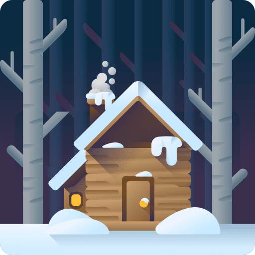 Cottage winter cold wooden icon
