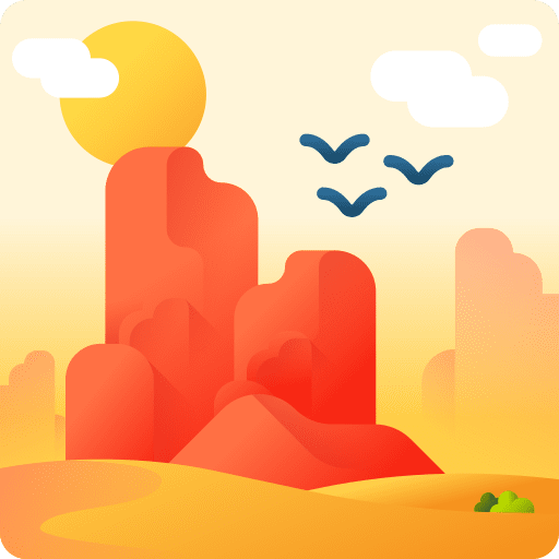 Wild west sand birds mountain icon