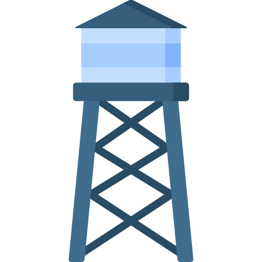 Water tower water tower construction and tools firefighting icon