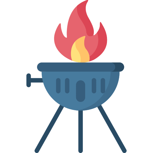 Bbq grill food and restaurant burning icon