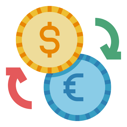 Exchange commerce coins business and finance icon