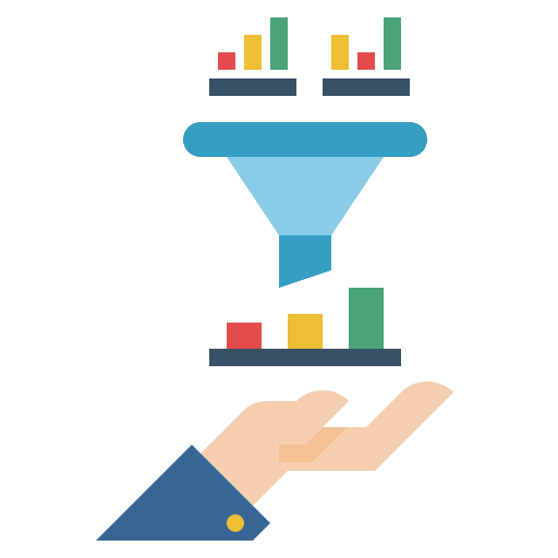 Filter funnel hand business and finance icon