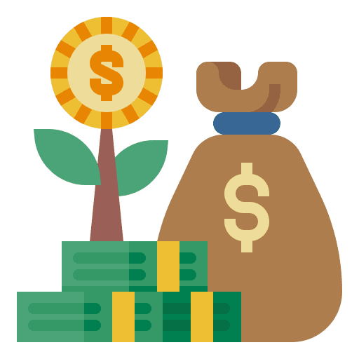 Growth bag investment growth icon