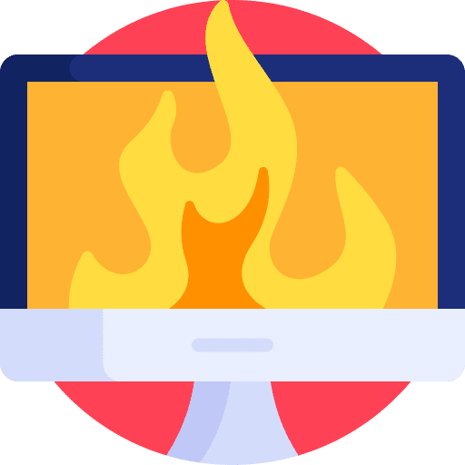 Cyber attack computer fire miscellaneous icon