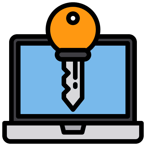 Key secure protected laptop icon