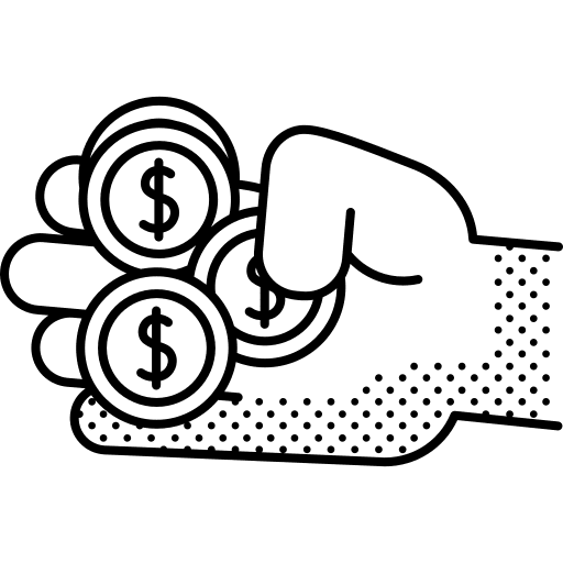 Coins hand dollar coin icon