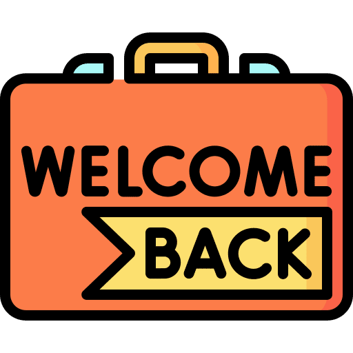 Welcome back work greetings message icon