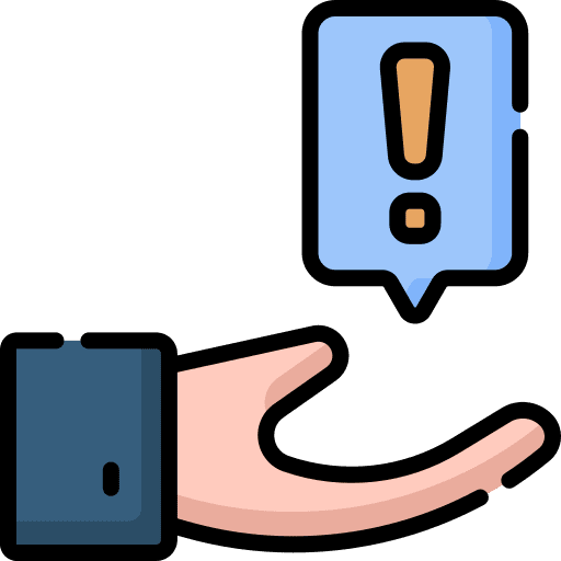 Information exclamation mark warning hand icon