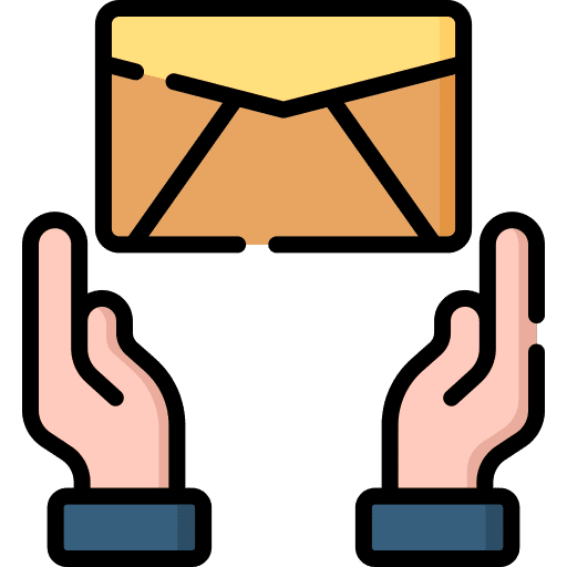 Technical support letter message hand icon