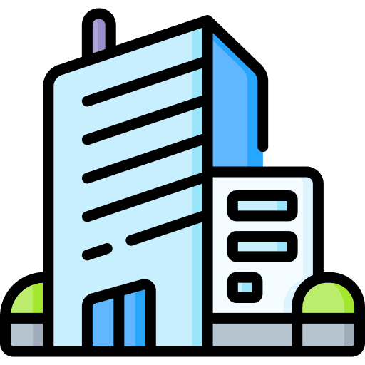 Office building architecture and city skycraper office building icon