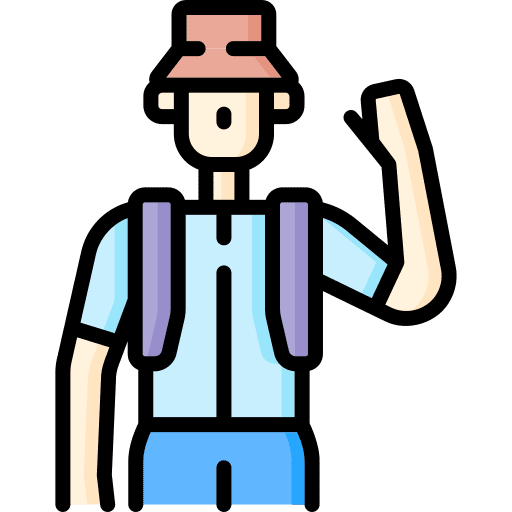 Tourist backpacker caucasian traveller icon