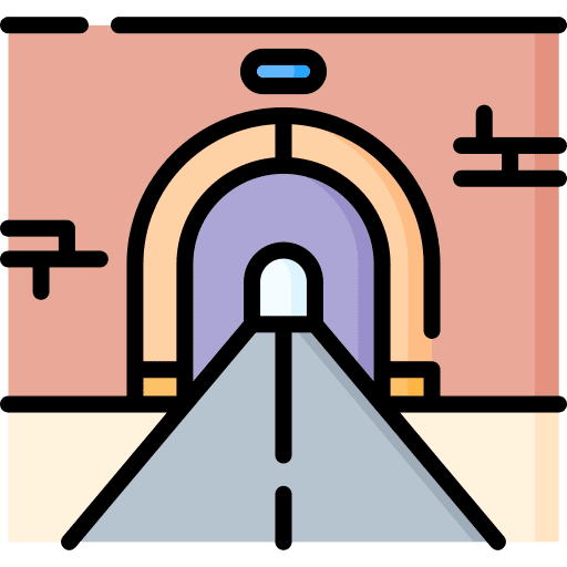 Tunnel architecture and city tunnel passage icon