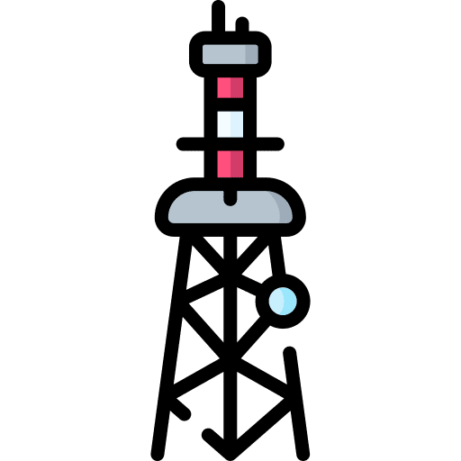 Radio tower signal communications energy icon