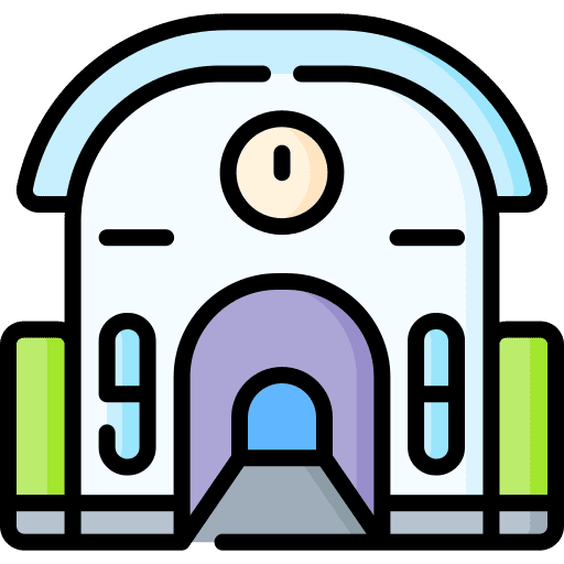 Railway station public architecture and city rail icon