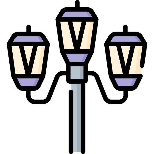 Street lamp urban architecture and city street light icon