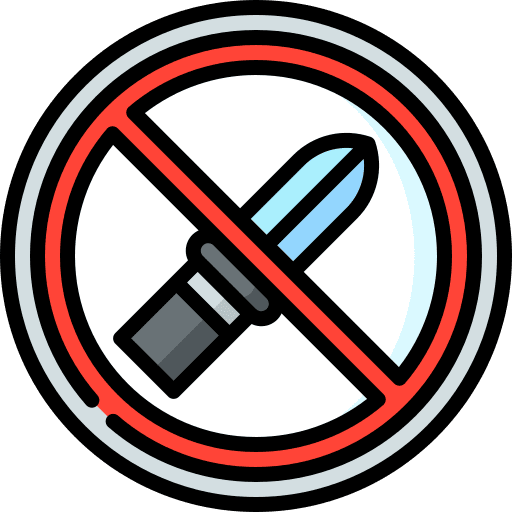 No weapons signaling sign knife icon