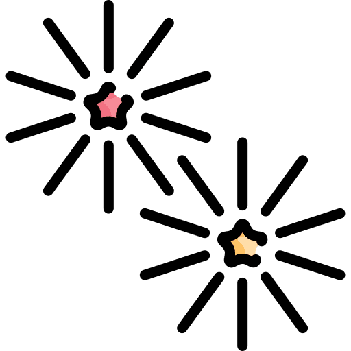 New year celebration city fireworks icon