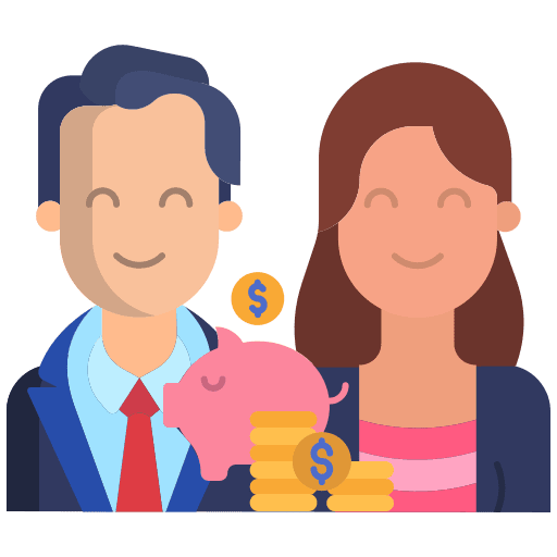 Couple dollar woman investment icon