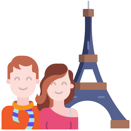 Couple travel love and romance honeymoon icon