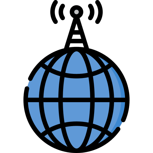 Global earth grid live news journalism icon