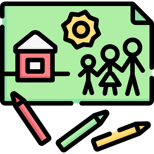 Drawing kid and baby family drawing icon