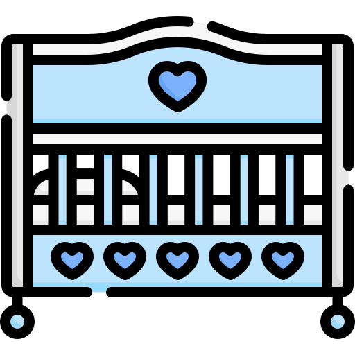 Baby crib basinet cradle kid and baby icon