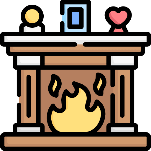 Fireplace flame fire chimney icon