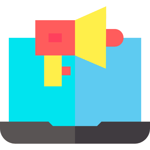 Advertising promotion laptop megaphone icon