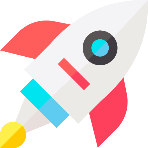 Rocket space shuttle deploy marketing icon