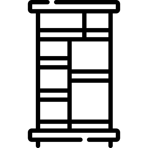 Shelves education furniture and household shelves icon