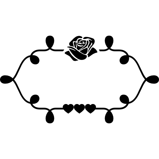 Flower ornament on a branches and leaves frame shapes flower rose icon