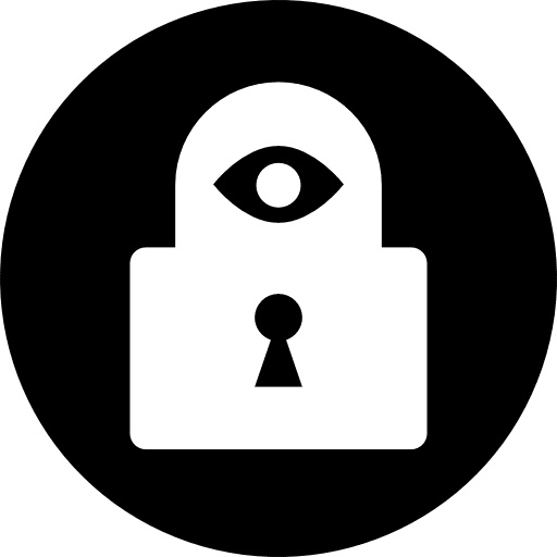 Padlock locked with an eye shape in a circle surveillance eye lock icon