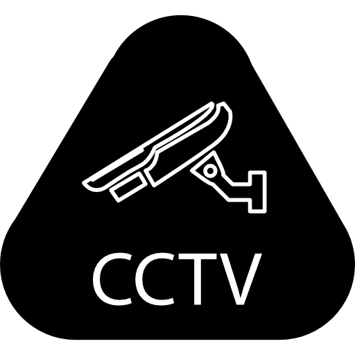 Surveillance camera in a triangular rounded shape with cctv letters surveillance video camera security icon