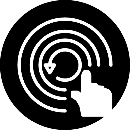 Surveillance symbol of a hand on a circle with concentric circular lines concentric circle symbol icon
