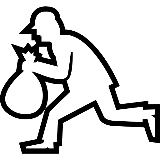 Robber running silhouette with a bag running bag person icon