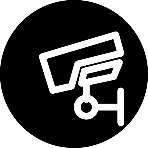 Surveillance camera in a circle tools video camera video cameras icon