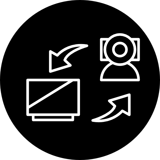 Surveillance system of video camera connected to a computer security video camera symbol icon