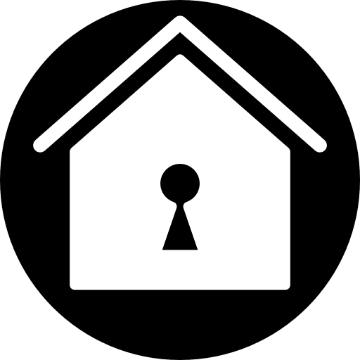 House with a keyhole in a circle symbols house home icon