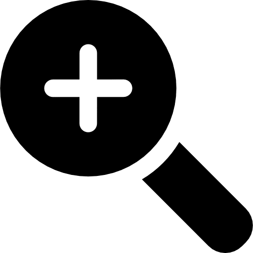 Zoom in tool plus magnifying glass icon